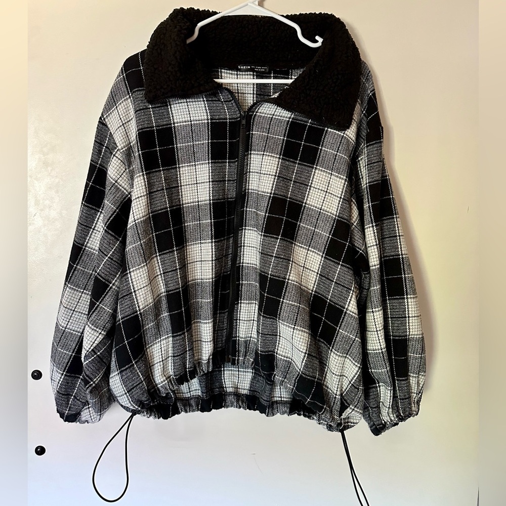 Shein black plaid jacket